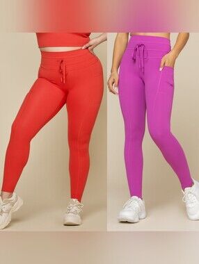 Lot 2 Popflex Cargo Legging with Pockets Cayenne Royal Orchid